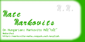 mate markovits business card